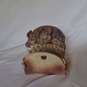 Sexton Clay Pottery Pigs In A Blanket 1982 3 Little Pigs Figurine Farmhouse